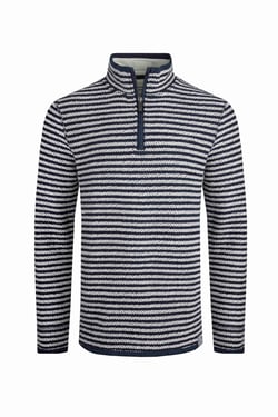 Weird Fish Shorling 1/4 Zip Striped Macaroni Sweatshirt Ecru Size XL