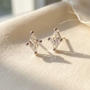 Tiny Stud Diamond April Birthstone Sterling Silver Earrings