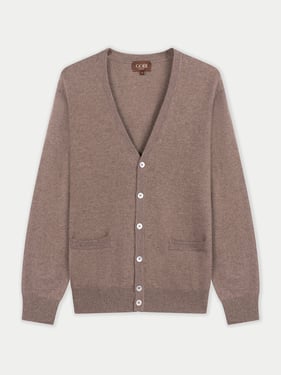 Organic Color Cashmere Timeless V-Neck Cardigan - 2XL / taupe / MK0320-0057