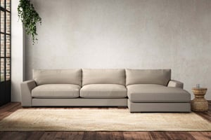 nkuku Guddu Right Hand Chaise Sofa | Make To Order | Grand | Recycled Cotton Stone