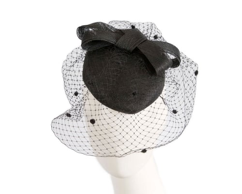 Black pillbox hat with veil by Fillies Collection
