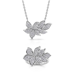 Jeulia "Sparkling Romance" Sterling Silver Jewelry Set