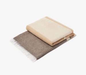 Cashmere Stripe Throw - Natural Beige