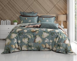 QE Home Appalachia Duvet Cover, TENCEL™ Lyocell, Botanical, Green, Queen