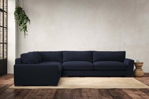 nkuku Guddu Left Hand Corner Sofa | Make To Order | Grand | Brera Linen Indigo