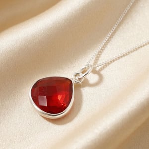 Garnet January Birthstone Silver Pendant Necklace