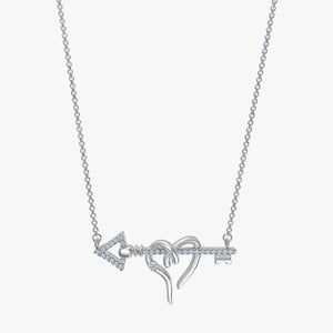 Heart & Arrow Key Necklace - 0.12 CT