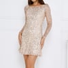 Sequin Diaries Long Sleeve Mini Dress Gold