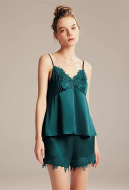 AW Bridal Short Lace Satin Sleepwear Loungewear Set