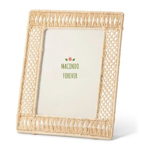 Timeless Handwoven Iraca Picture Frame - 5x7 - Natural Palm with Color Accents / Dark Green