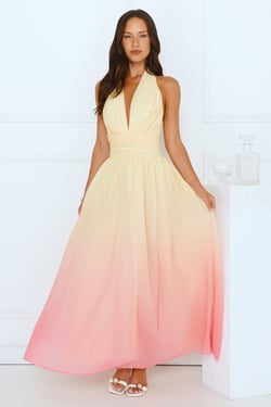 Angel Bloom Halter Maxi Dress Yellow