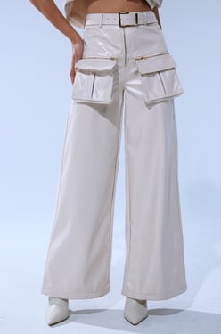 AKIRA Show Stopper Faux Leather Cargo Trouser Pants | Size 1X