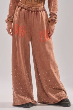 AKIRA Studio Living Wide Leg Jogger Pants | Brown | Size 1X