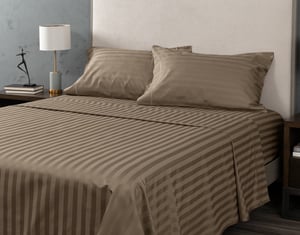 QE Home Luxor Egyptian Cotton Sheet Set in Truffle, Brown, King
