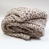 Finn Chunky Hand Knit Throw Blanket   Taupe