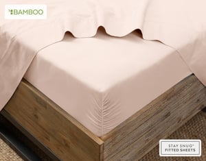 QE Home 310TC Bamboo Cotton Fitted Sheet in Rosemist Pink, Queen