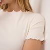 Cream Boat Neck Ribbed Top