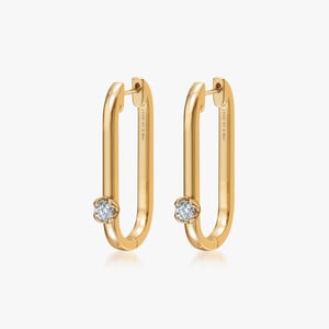 U-shaped Hoop Diamond Earrings - 0.30 CT