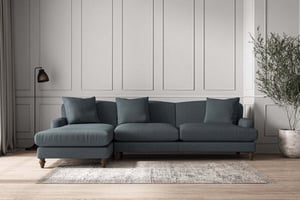 nkuku Deni Left Hand Chaise Sofa | Make To Order | Grand | Brera Linen Dusk