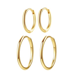 Slim Hoop Earrings Set Sterling Silver