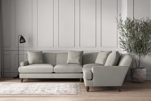 nkuku Deni Right Hand Corner Sofa | Make To Order | Super Grand | Brera Linen Smoke