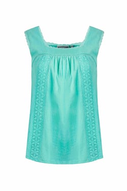 Weird Fish Chelle Organic Cotton Jersey Square Neck Vest Aqua Marine Size 10