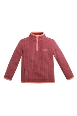 Weird Fish Archie Unisex Kids Eco 1/4 Zip Grid Fleece Rich Red Size 7-8
