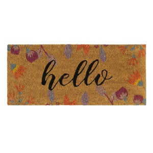 Coir Insert Floral Hello Doormat - 23x53cm