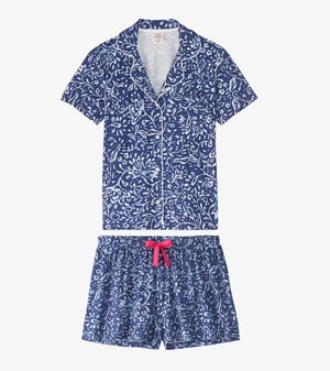 Women's Batik Flowers Polyknit Short Pajama Set