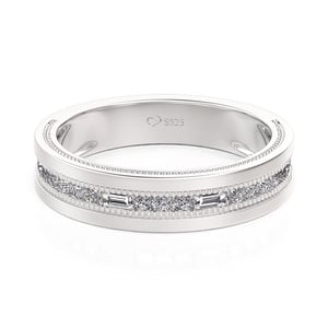 Jeulia Classic Emerald Cut Men's Eternity Band Sterling Silver