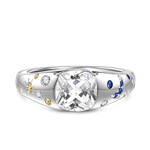 Jeulia Simple Moon and Stars Ring Sterling Silver