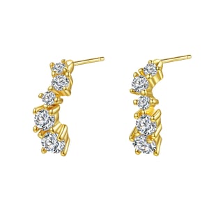 Celestial Sparkle Hoop Earrings Sterling Silver