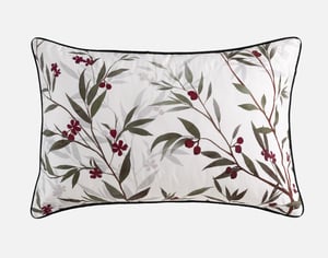 QE Home Laurentian Pillow Sham, Botanical, White, Queen