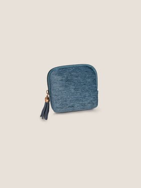 Velvet Fringed Zipper Jewelry Storage Bag - Blue / One Size