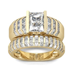 Jeulia Thick Radiant Cut Sterling Silver Ring Set