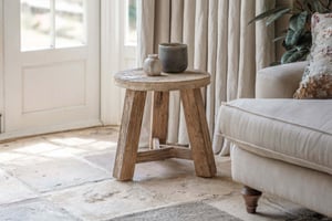 nkuku Ibo Reclaimed Wood Round Side Table | Tables | One Size | Natural