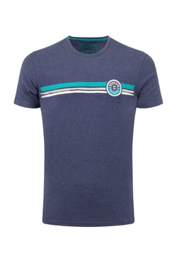 Weird Fish Wave Stripe Graphic T-Shirt Dark Blue Size S