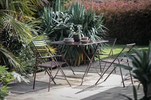 nkuku Ekete Iron Bistro Table | Garden | Black & Brown | Distressed Black & Brown