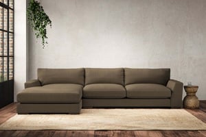 nkuku Guddu Large Left Hand Chaise Sofa | Make To Order | Brera Linen Chesnut | No Colour