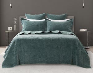 QE Home Meander Quilt Set, Geometric, Green, Super King