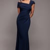 Goddiva One Shoulder Evening Maxi Dress - Navy