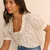 Ivory and Blue Ditsy Floral Puff Sleeve Lumi Blouse