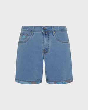 Vilebrequin - Men Denim Bermuda Shorts Starfish And Turtles - Bermuda - Garonne - Blue - Size 40