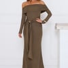 Subtle Statement Off Shoulder Maxi Dress Olive