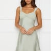 Flirtation Mode Satin Mini Dress Sage