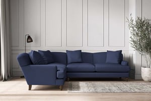 nkuku Deni Left Hand Corner Sofa | Make To Order | Super Grand | Recycled Cotton Navy