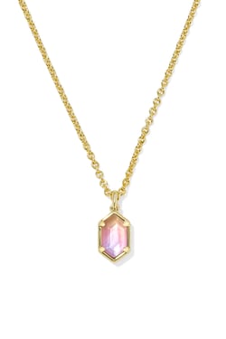Hallie Gold Short Pendant Necklace Sunrise Watercolor Illusion
