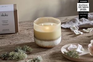 nkuku Oakmoss & Rose 3 Wick Scented Candle | Candles & Home Fragrance | Yellow