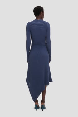 Victoria Beckham Draped Knit Midi Skirt In Eclipse - XS - Womens