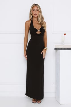 Wardrobe Elevated Halter Maxi Dress Black